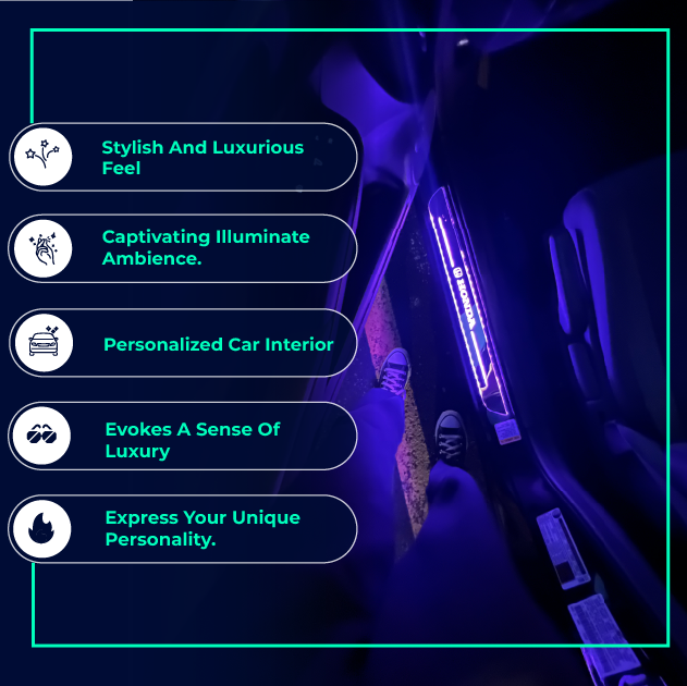 LOWEEY Custom LED Door Sill Lights, 4Pcs Wireless Car Door Lights, Bloomcar  LED Door Sill with 7 Lighting Colors, Auto-Sensing, IP67 Waterproof,  Customized Door Lights Logo for All Car Models 4PCS For